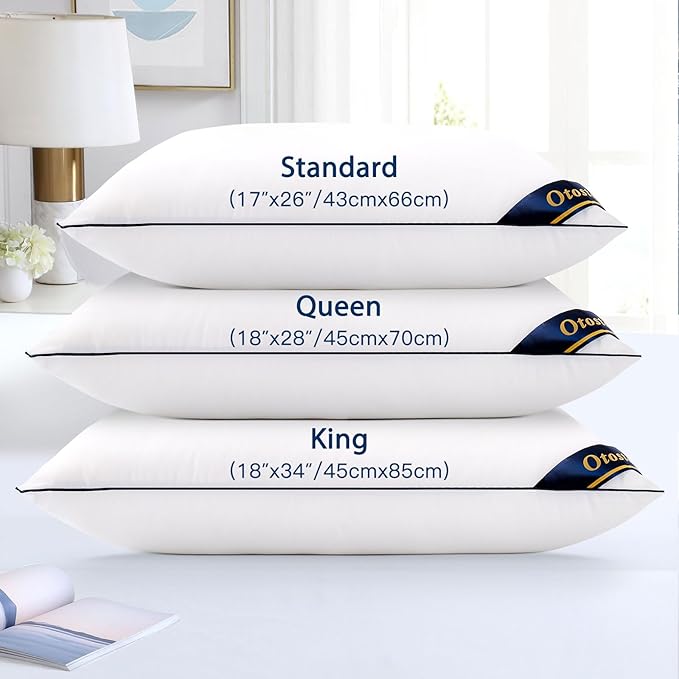 OTOSTAR Bed Pillows for Sleeping 4 Pack King Size Cooling Pillows Luxury Sleeping Pillow 3D Microfiber Filling Breathable Cover Soft Hotel Collection Pillows for Back Side or Stomach Sleepers