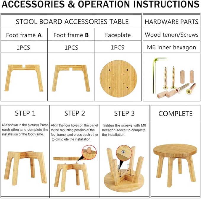 Step Stools for Kids Adults - Bamboo Wood Portable Small Foot Stools Sturdy Anti-slip Step Stool for Inside Shower 350 Lbs Capacity for Kitchen Bathroom Bedroom Toilet (Medium Round)