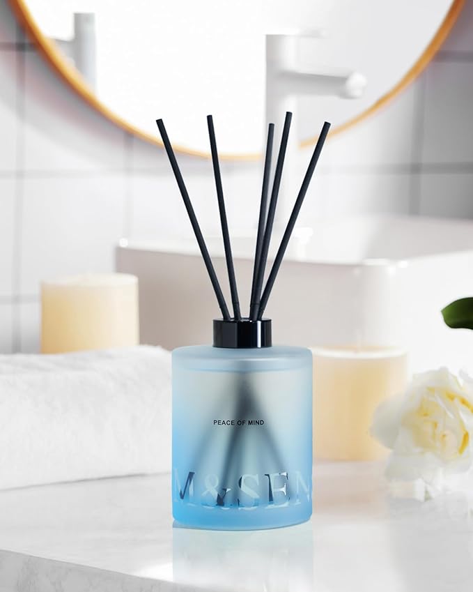 M&SENSE Citrus & Ylang Scented Reed Diffuser-16.9 fl oz Natural Essential Oil Diffuser with Sticks, Non-Toxic Home Fragrance Refreshing Air Gift for Spa Bedroom Decor