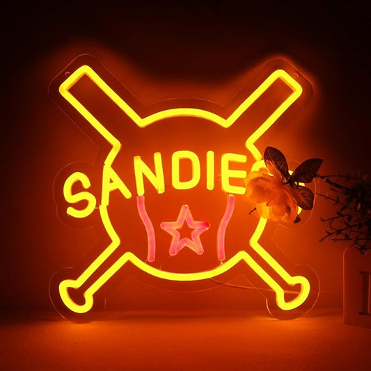 Balanar Baseball Neon Sign for Sport Club Wall Decor,Baseball LED Neon Light For Man Cave Or Garage Decoration, Neon Sign For Bar, Dorm Room, Party Decoration,Game Room Decoration （12.2*12.1 inches）