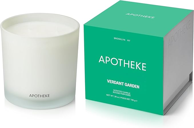 APOTHEKE Verdant Garden Scented Candles for Home - Aromatherapy 3-Wick Jar Candle with Soy Wax Blend - Long-Lasting Scent with Natural Essential & Perfume-Grade Oils