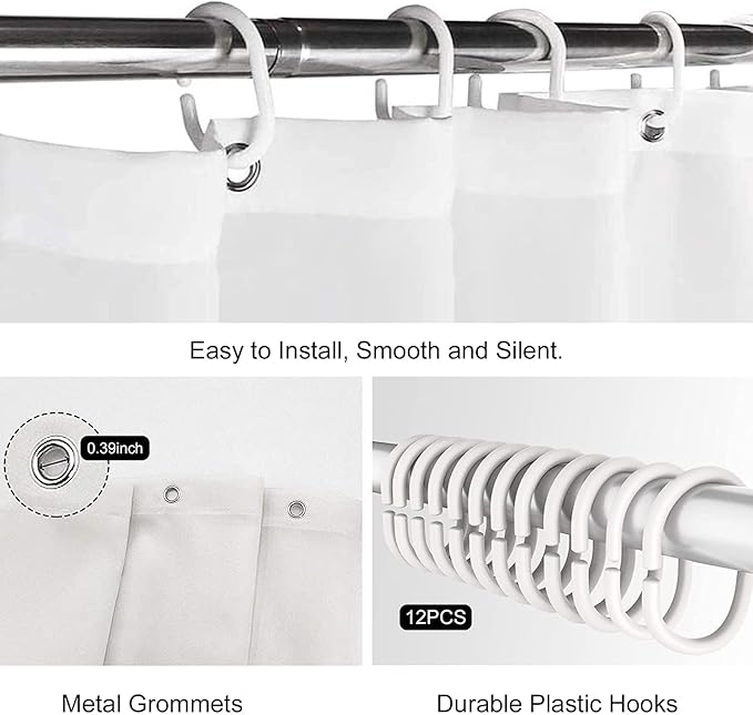 LGhtyro Funny Dinosaur Shower Curtain Set, Dino Shower Curtain for Kids Boys, 60Wx71H Inch Trex Raptor Silhouette, Fun Black White Cartoon Animal Shadow Bathroom Accessories Art Home Decor