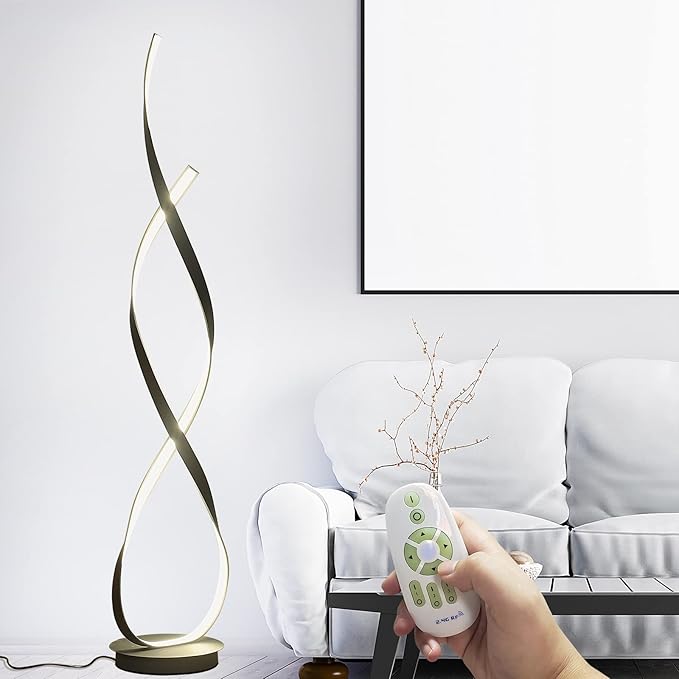 40W 4000LM 54.3 inches Black Floor Lamp for Living Room Bedroom with 3 Color Temperature Remote Control (Black)