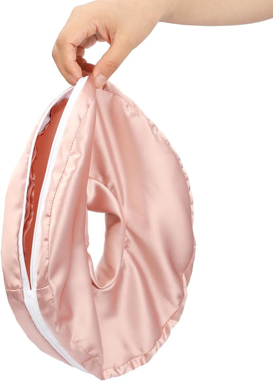 Washable Ear Piercing Pillowcase Luxury Satin Ear Hole Silky Pillowcase for Pierced Ear Side Sleepers Ear Inflammation Pressure Sore Pain Relief Support Neck Head Coral