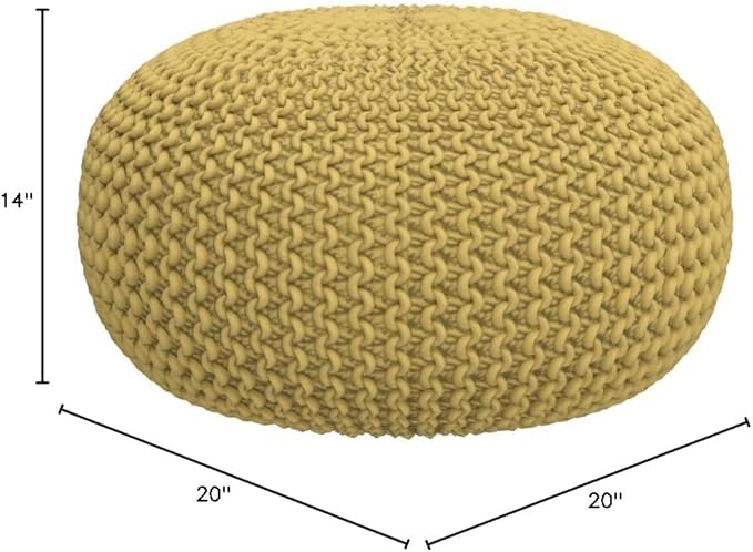 GDFStudio Poona Handcrafted Modern Cotton Pouf, Yellow 20 *20 *14