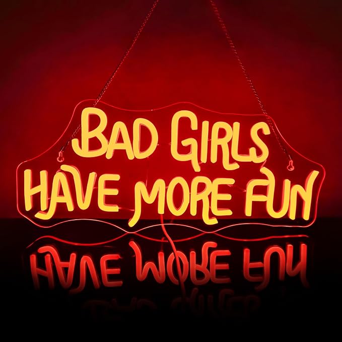 NOSUN Bad Girls Have More Fun Neon Sign for Wall Decor - Red LED Light Up Sign With USB for Bar, Party, Club, Bedroom - Girls Neon Decorations