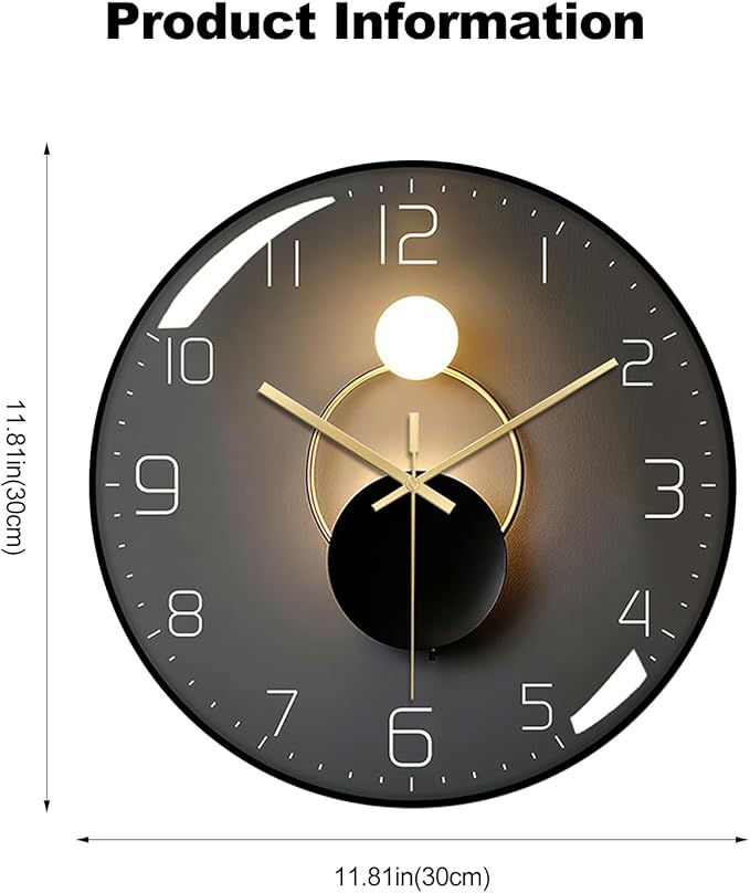 ErgoCar Silent Modern Art Deco Metallic Wall Clock - Non-Ticking & Suitable for Living Room & Bedroom