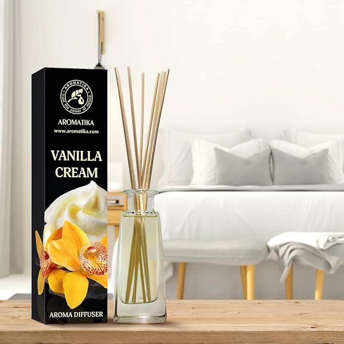 Vanilla Cream Aroma Diffuser 3.4 Fl Oz (100ml) - Reed Diffuser - Room Fragrance - Home Fragrance - Air Freshener - Vanilla Cream Scented Diffuser - Gift