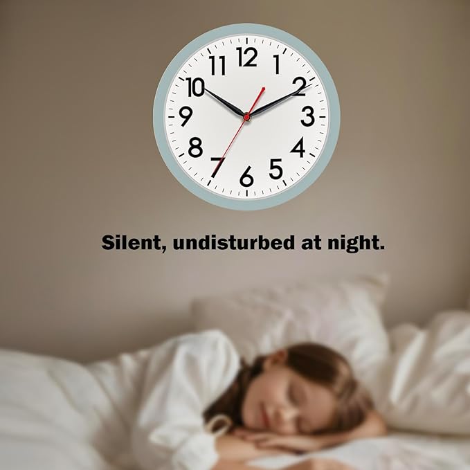 AKCISOT Wall Clock, Modern Small Wall Clocks Battery Operated 12 Inch, Silent Non-Ticking Analog Classic for Office, Home, Bathroom, Kitchen, Bedroom, School(Blue Gray)