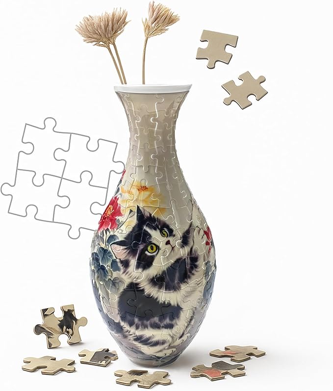 3D Puzzle Vase Unique Flower Vase for Adults Made by 160 Curved Plastic Puzzle Pieces, Vases for Flower Home Creative Gift for Parents & Housewarming