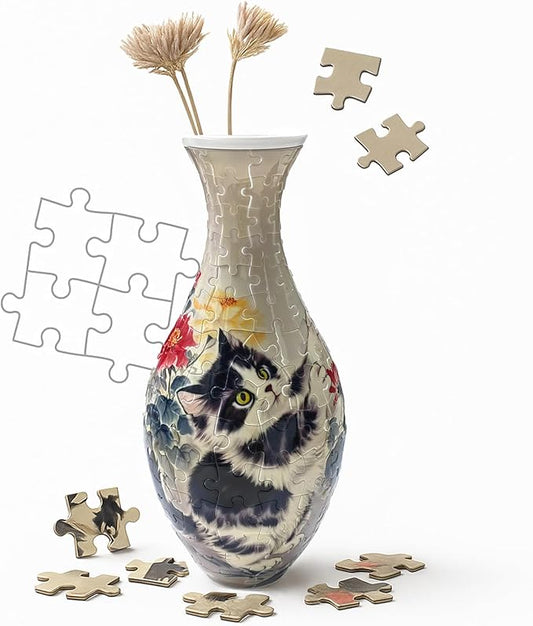 3D Puzzle Vase Unique Flower Vase for Adults Made by 160 Curved Plastic Puzzle Pieces, Vases for Flower Home Creative Gift for Parents & Housewarming