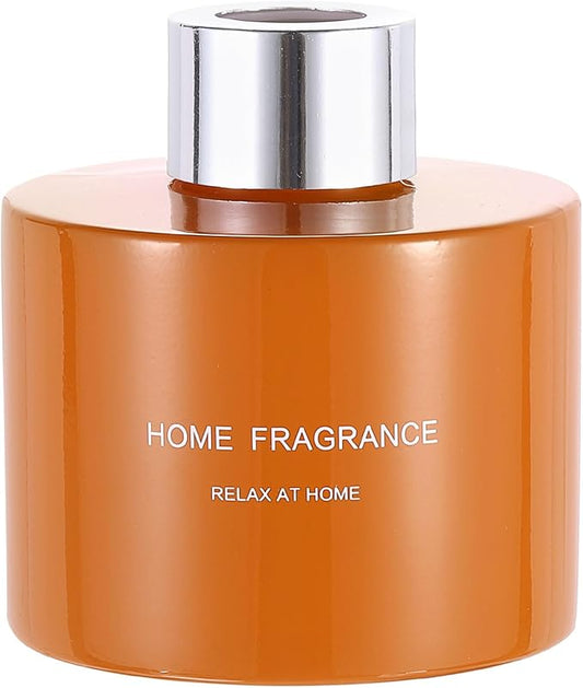 HARFINGTON Empty Glass Diffuser Bottle 140ml/4.7oz Refillable Fragrance Accessories Aromatherapy Jar Container for Replacement Reed Diffuser DIY Home Bathroom Orange with Silver Tone Cap