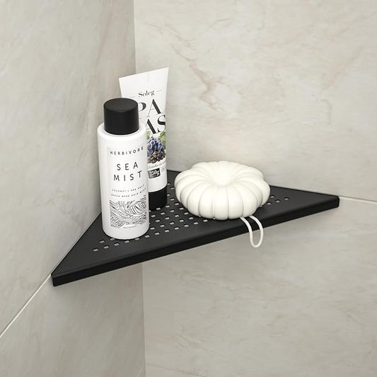Corner Shower Shelf, 10" Matte Black 304 Stainless Steel Grout in Shelf Rack for for Tiled Wall, Recessed Bathroom Shelf, No Drilling Needed