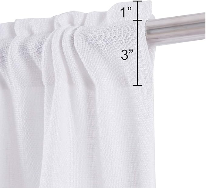 Valea Home Soft Burlap Natural Rod Pocket Window Curtain Panels for Living Room, 37 inches x 63 inches, 1 Panel, White