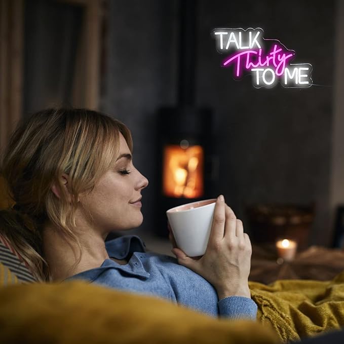 Talk Thirty to Me Neon Sign for Wall Decor Thirty Neon Light Letter Led Neon Signs Birthday Led Neon Light for 30th Birthday Bar Club Hotel Decoration