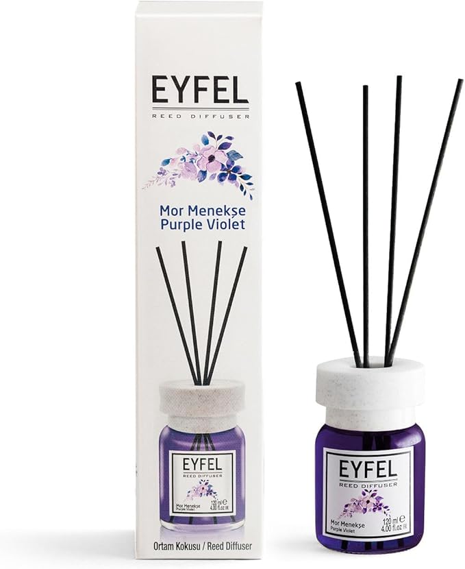 EYFEL Reed Diffusers for Home – Purple Violet Reed Diffuser Set 4.05 fl oz Oil Diffuser Sticks, Bathroom Diffuser, Home Fragrances, Scented Sticks, Home Décor