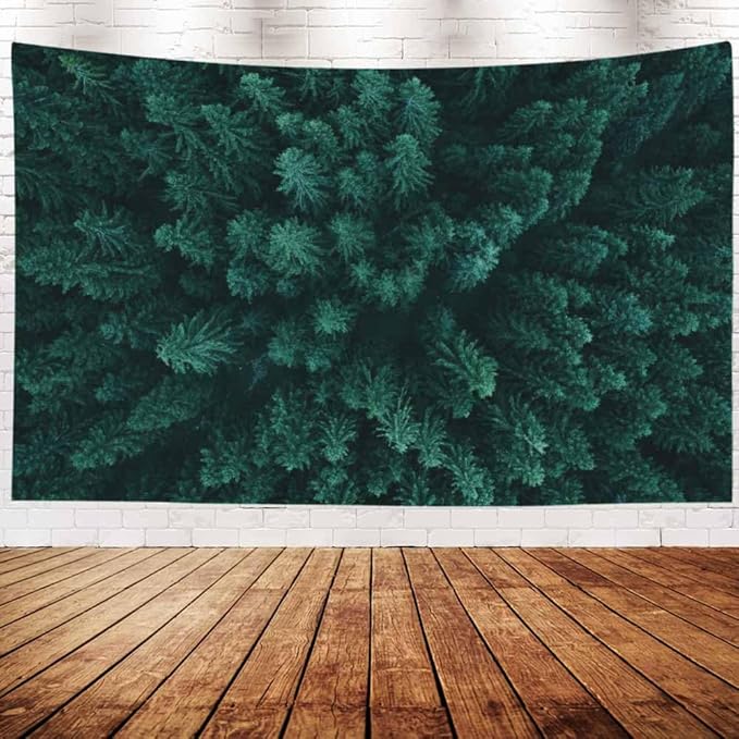 EMMTEEY Green Forest Tapestry Pine Tree Evergreen Fir Forest for Bedroom 80x60 Big Tapestry Christmas Backdrop Living Room Wall Art