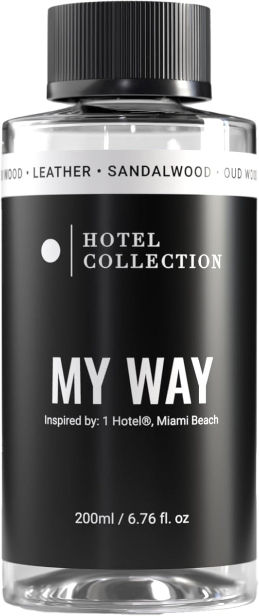 Hotel Collection - My Way Essential Oil Scent - Luxury Hotel Inspired Aromatherapy Scent Diffuser Oil - Lush Sandalwood, Warm Virginia Cedar, & Beautiful Iris - 6.7 fl oz 200mL