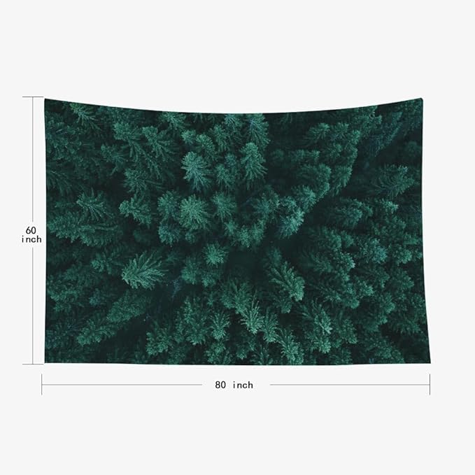 EMMTEEY Green Forest Tapestry Pine Tree Evergreen Fir Forest for Bedroom 80x60 Big Tapestry Christmas Backdrop Living Room Wall Art