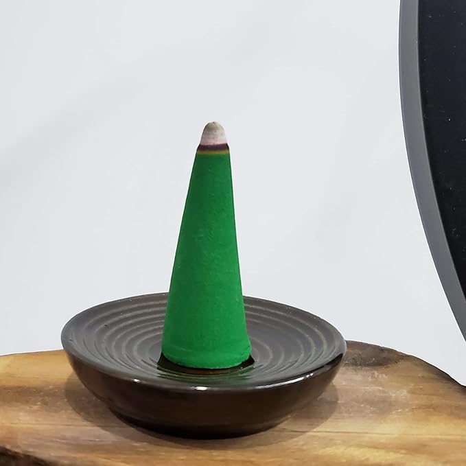 Citronella Incense Cones (50 Cones) with 2 Ceramic Dishes, 30 Min Burn Time, Plant Based Ingredients
