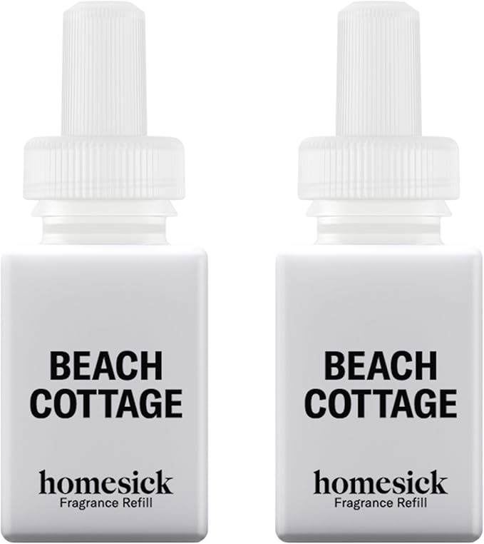 Pura & Homesick Home Scent Refill - Smart Clean Air Diffuser Fragrance - Up to 120-Hours of Luxury Fragrance per Refill - Household Essential - 2 Pack, Beach Cottage