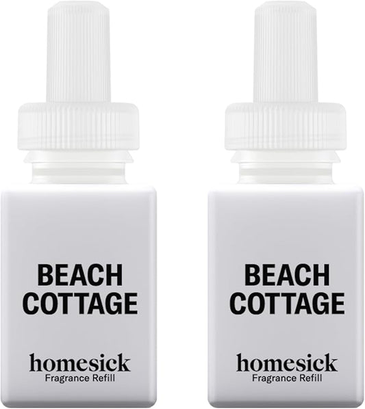 Pura & Homesick Home Scent Refill - Smart Clean Air Diffuser Fragrance - Up to 120-Hours of Luxury Fragrance per Refill - Household Essential - 2 Pack, Beach Cottage