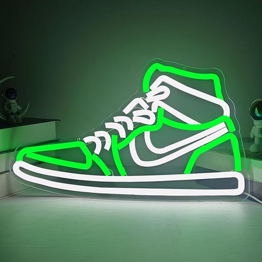 Sneaker Neon Sign Sports Shoe Neon Signs for Wall Dimmable LED Boys Neon Lights for Bedroom Man Cave Party Neon Bar Sign Shoes Light up Signs Wall Decor (Green)