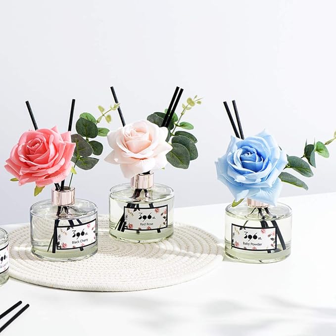 396 st. Rose Flower Reed Diffuser, Red Rose(Also Known as Rose Perfume), 200ml(6.7oz) / Reed Diffuser Sets, Scentsy Home Fragrance, Scented Oils, Home & Bathroom Décor