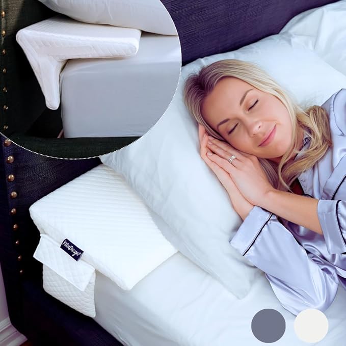 Bed Wedge Pillow for headboard Mattress Gap DuoWedge lux. The Perfect Filler for Gaps up to 7" (Grey, Twin 39")