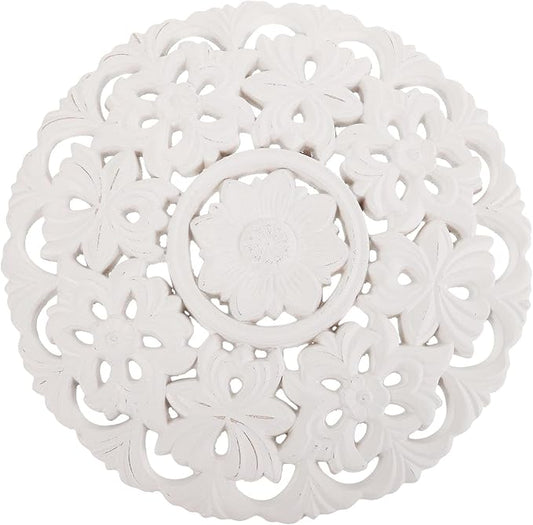 ARTIBETTER Wood Carving Decals Wall Art for Living Room Mandala Wood Wall Art Medallion Wall Panel Medallion Wall Decor Round Table Top Decor Wall Art Adorn Art Supplies Wooden Wall-mounted