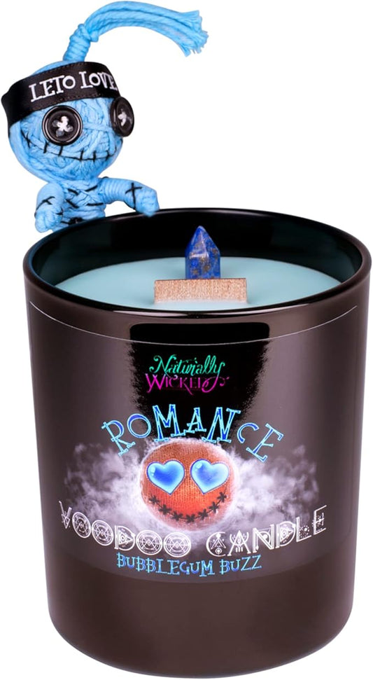 Naturally Wicked Voodoo Romance Candle Set - Inc. Voodoo Doll, Crystal, Wood Wick, Bubblegum Buzz Scent & Gift Box