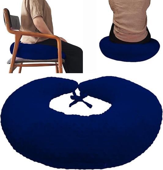 BBL Pillow After Surgery for Butt Sleeping, Brazilian Butt Lift Pillow Post Surgery Recovery for Sitting Sleeping Driving Donut Pillow for Woman Lumbar Back Cushion Seat Foam (Blue)