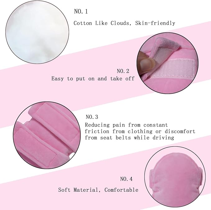 Soft Mastectomy Pacemaker Pillow for Pacemaker Recovery Post Surgery Breast Cancer Chemo Port Chest Protector Bra Strap Pad Protector, Support Cushion Gifts for Women and Men (Pink)