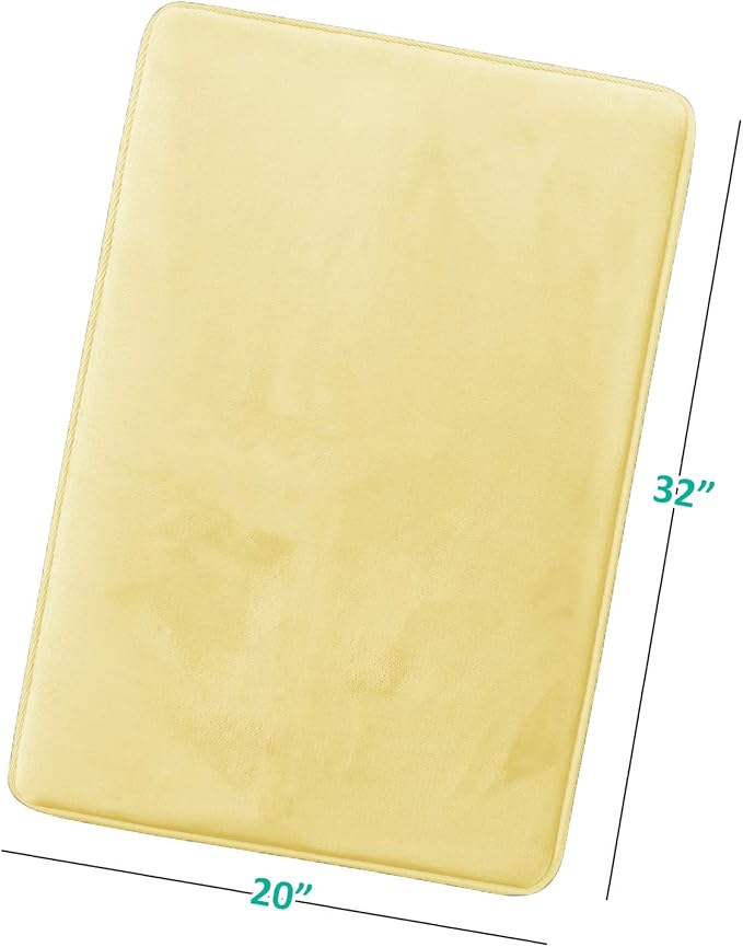 Clara Clark Bathroom Rugs, Velvet Memory Foam Bath Mat, Non-Slip, Machine Washable Bath Rugs - Dries Quickly, Ultra Soft Plush Bath Mats for Bathroom, 20 x 32, Mellow Yellow