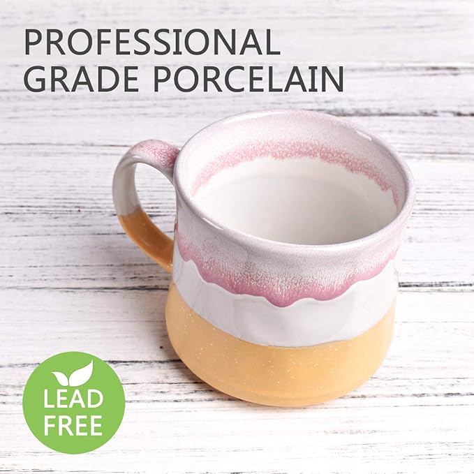 Bosmarlin Large Ceramic Coffee Mug, Big Tea Cup, 7 Colors to Choose, 21 Oz, Dishwasher and Microwave Safe, 1 PCS (Yellow)