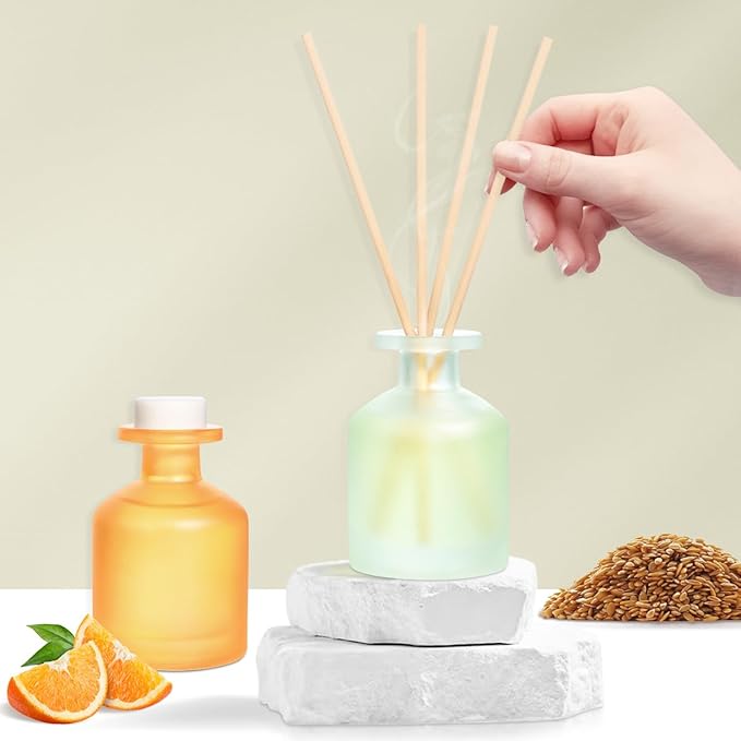 Reed Diffuser - Citrus&Linen 3.38oz (100ml) 2 Pack Essential Oil Reed Diffuser Set with 8 Sticks, Long Lasting Fragrance for Home, Bathroom, Bedroom, Room, Decor