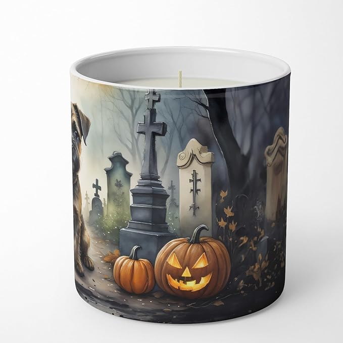 Caroline's Treasures DAC2019CDL Border Terrier Spooky Halloween Decorative Soy Candle Nature Soy Wax Essential Oil Home Decor Ideal for Bedroom Kitchen Bath Office Gift, 10 oz