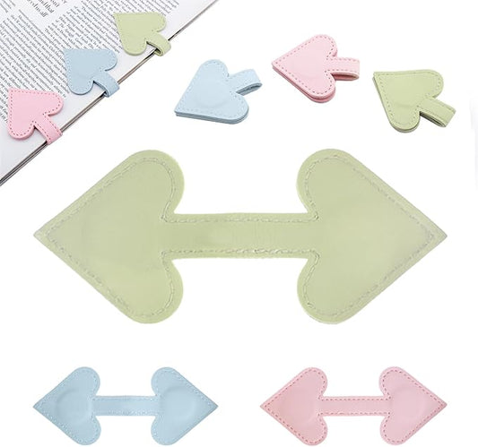 1Pcs Heart-Shaped Magnetic Leather Bookmark - Romantic Heart Bookmark, Faux Leather Book Mark with Double-Sided Magnets, Love Gifts for Women, Students, Reading Lovers Mothers Day Gift(Green)