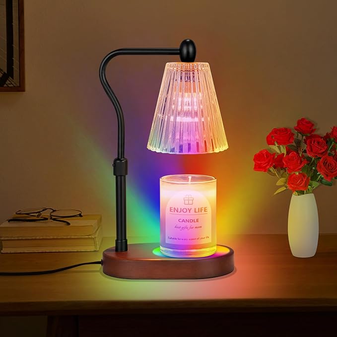 Candle Warmer Lamp with 8 Colors LED Changing,with Timer Dimmer Adjustable Height,Mothers Day Gifts,Vintage Home Decor
