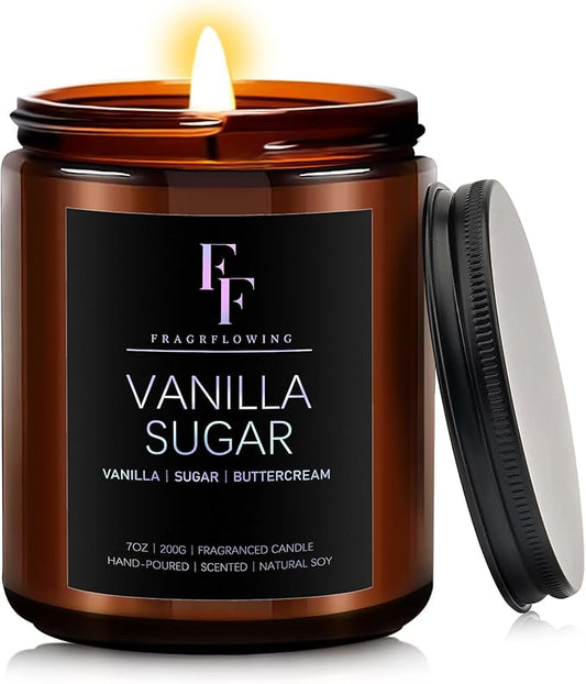 Vanilla Sugar Scented Candles for Home, Mother's Day Gifts Soy Wax Candle Aromatherapy Candles Gift for Women Men, 7oz