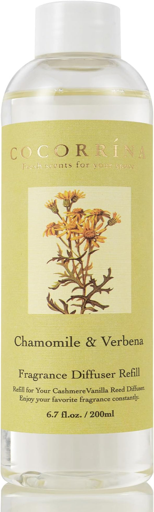 COCORRÍNA Reed Diffuser Refill - Chamomile & Verbena 6.7 oz. Scented Oil Refill for Reed Diffuser Home Fragrance for Bedroom, Bathroom Home Decor