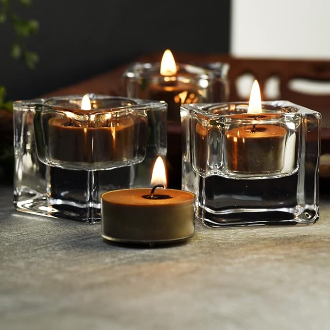 DEYBBY Scented Tealight Candles, Long Lasting Soywax Tea Candle Used for All of Holders|Clear Cup|24 Counts|Up to 4 Hour Burn Time|Coffee