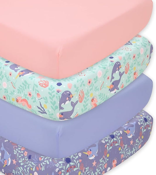 The Peanutshell Baby Girl Crib Sheets, Fitted, Soft, Breathable, Crib Bedding Set for Girls, Crib Mattress Sheet, Nautical Nursery Decor