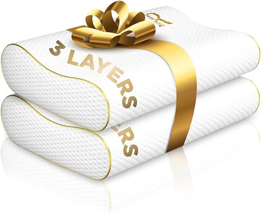 Memory Foam Pillow, 2-Pack King Cervical Pillow for Neck Pain, Contour Pillow, Pillow for Neck and Shoulder Pain, Neck Pain Pillow, Side Sleeper Pillow for Shoulder Pain, Side Sleeping Pillow