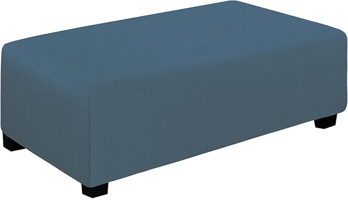 Easy-Going Stretch Ottoman Cover Folding Storage Stool Furniture Protector Rectangle slipcover with Elastic Bottom (XX-Large,Bluestone)
