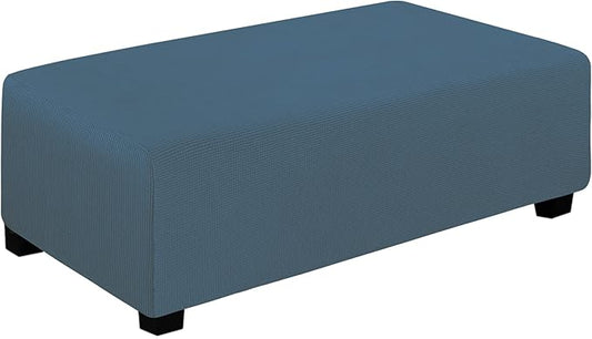 Easy-Going Stretch Ottoman Cover Folding Storage Stool Furniture Protector Rectangle slipcover with Elastic Bottom (XX-Large,Bluestone)