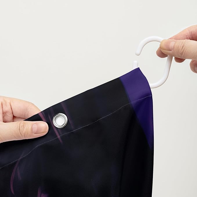 AILONEN Cool Cat Shower Curtains,Purple Rose Cat Bath Curtains for Bathroom Decor,Cave Cat Curtains for Kids,72" W*84" H Polyester Waterproof with 12 Plastic Hooks