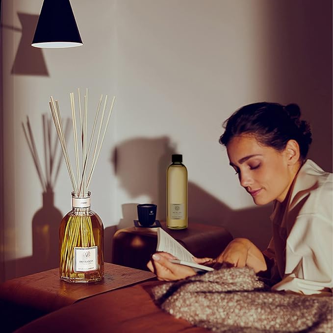 Dr. Vranjes - Ambra 500 ml Refill + Double Pack of White Sticks (3 pieces bundle) - Luxury Home Fragrance, Made in Italy, Amber, Patchouli, Sandalwood