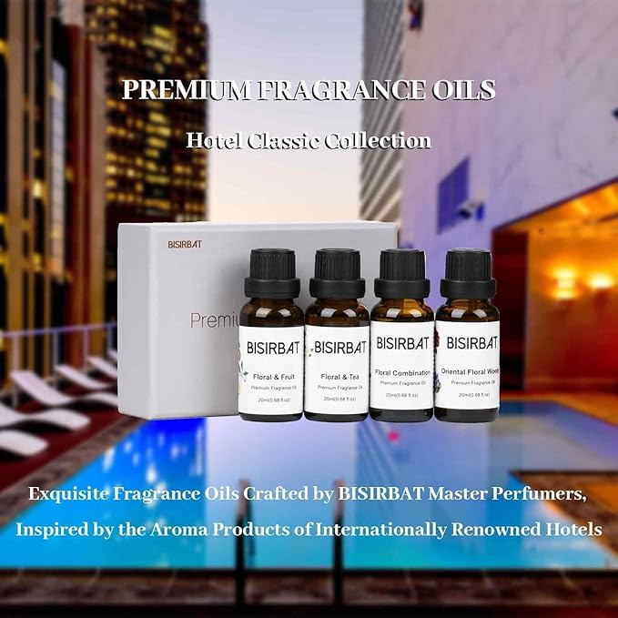 Fragrance Oils, Hotel Collection Diffuser Oil, Blend Essential Oils for Diffusers for Home, for Candle Making, Soap Making, Aromatherapy Oils - 20ml x 4 - Floral&Tea&Fruit, Oriental Floral Woody