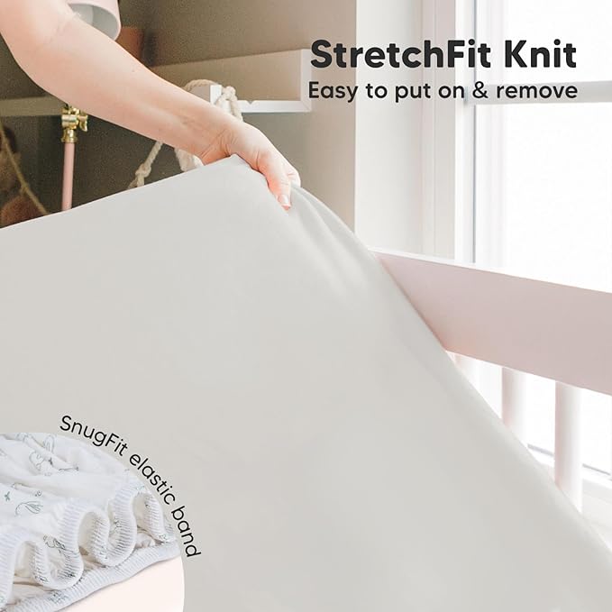 Pack and Play Sheets Fitted, 2-Pack Mini Crib Sheets - Pack N Play Sheets, Organic Fitted Crib Sheet for Pack and Play Mattress, Playard Baby Crib Sheets, Crib Sheets Neutral for Boys, Girls (Sage)